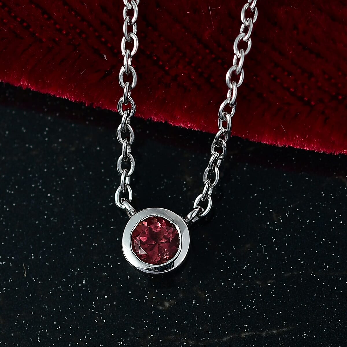 D'Joy Poke Free Morro Redondo Pink Tourmaline 0.35 ctw Necklace 18 Inches in Rhodium Over Sterling Silver image number 1