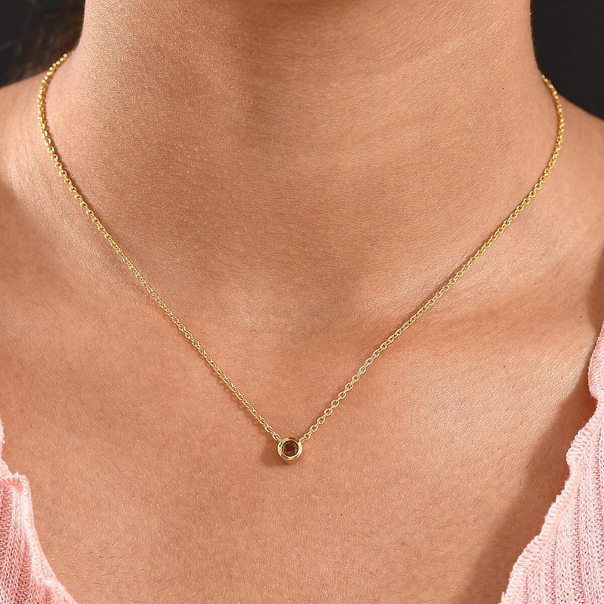 D'Joy Poke Free Santa Ana Madeira Citrine 0.25 ctw Necklace 18 Inches in 18K Vermeil Yellow Gold Over Sterling Silver image number 2