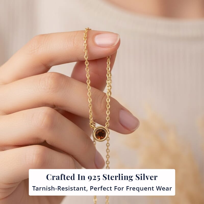 D'Joy Poke Free Santa Ana Madeira Citrine 0.25 ctw Necklace 18 Inches in 18K Vermeil Yellow Gold Over Sterling Silver