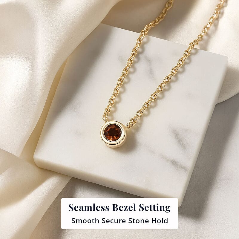 D'Joy Poke Free Santa Ana Madeira Citrine 0.25 ctw Necklace 18 Inches in 18K Vermeil Yellow Gold Over Sterling Silver