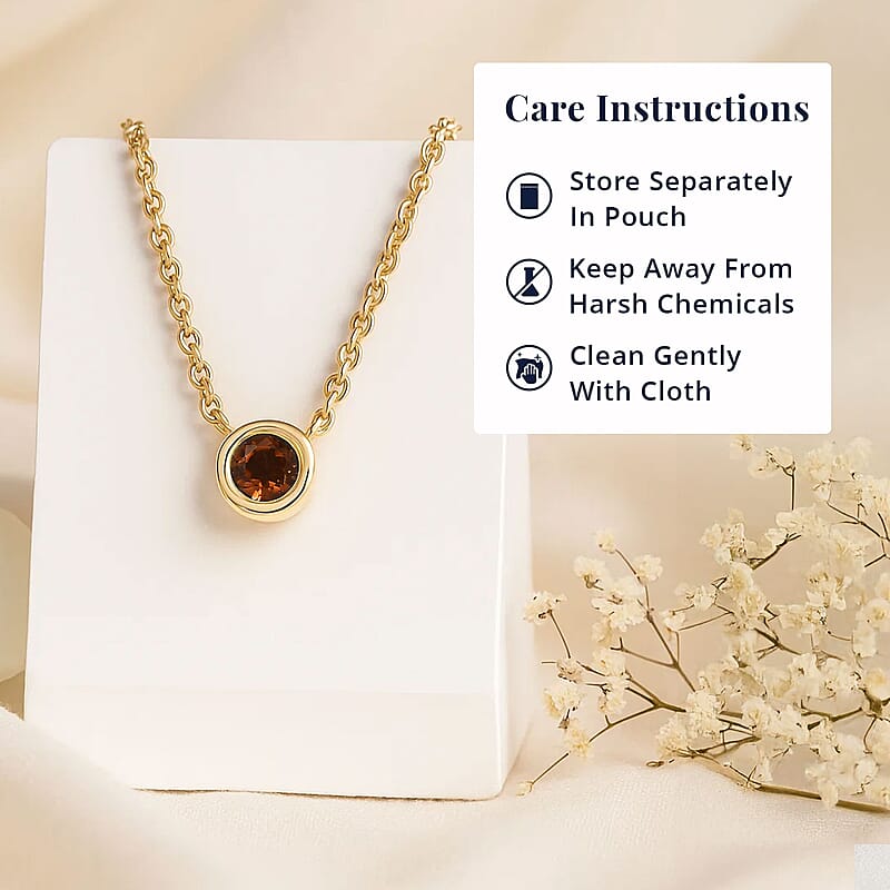D'Joy Poke Free Santa Ana Madeira Citrine 0.25 ctw Necklace 18 Inches in 18K Vermeil Yellow Gold Over Sterling Silver