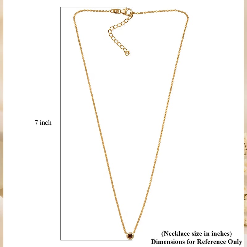D'Joy Poke Free Santa Ana Madeira Citrine 0.25 ctw Necklace 18 Inches in 18K Vermeil Yellow Gold Over Sterling Silver