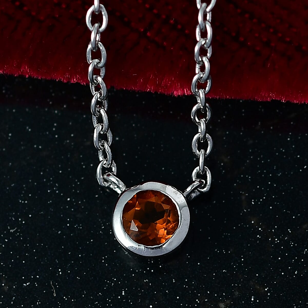 D'Joy Poke Free Santa Ana Madeira Citrine 0.25 ctw Necklace 18 Inches in Rhodium Over Sterling Silver image number 1