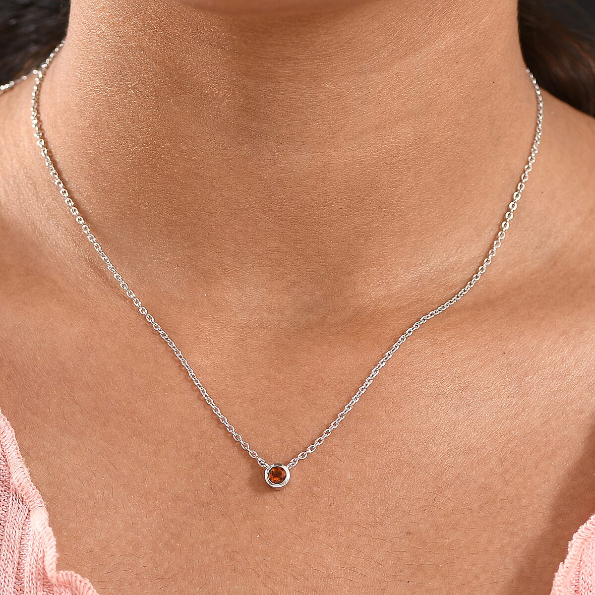 D'Joy Poke Free Santa Ana Madeira Citrine 0.25 ctw Necklace 18 Inches in Rhodium Over Sterling Silver image number 2