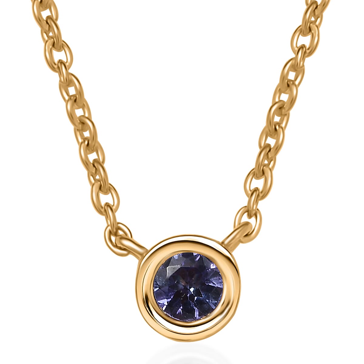D'Joy Poke Free Tanzanite 0.25 ctw Necklace 18 Inches in 18K Vermeil Yellow Gold Over Sterling Silver image number 0
