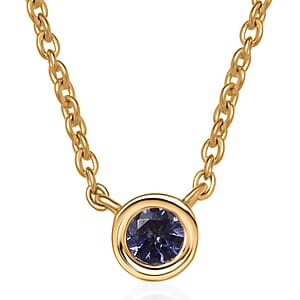 D'Joy Poke Free Tanzanite 0.25 ctw Necklace 18 Inches in 18K Vermeil Yellow Gold Over Sterling Silver