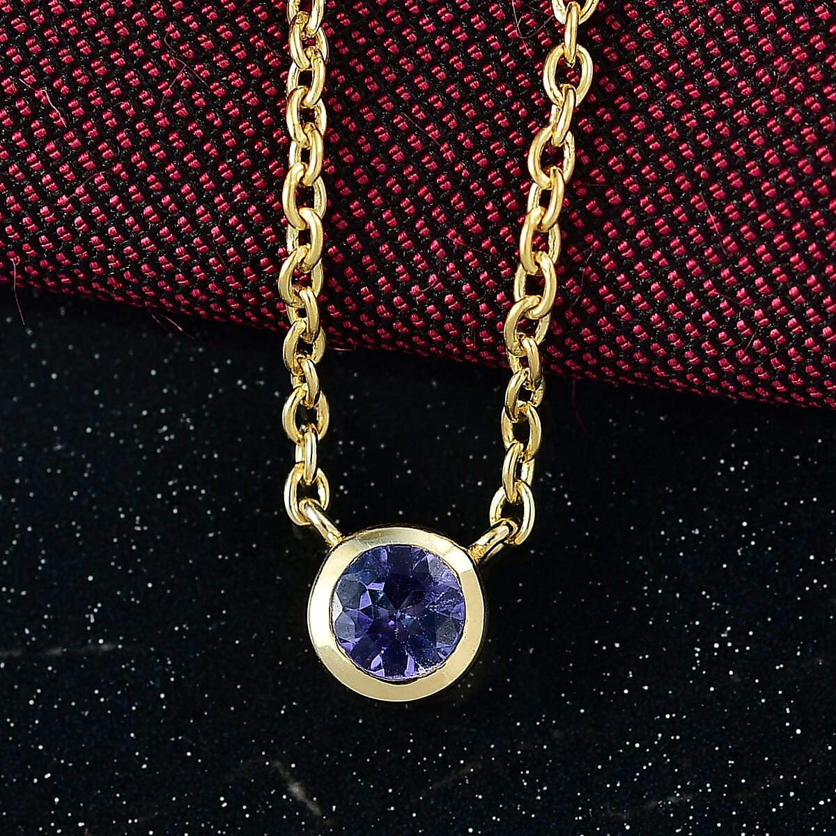 D'Joy Poke Free Tanzanite 0.25 ctw Necklace 18 Inches in 18K Vermeil Yellow Gold Over Sterling Silver image number 1