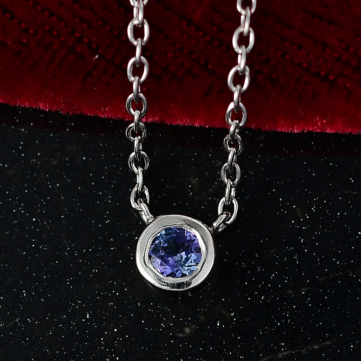 D'Joy Poke Free Tanzanite 0.25 ctw Necklace 18 Inches in Rhodium Over Sterling Silver image number 1