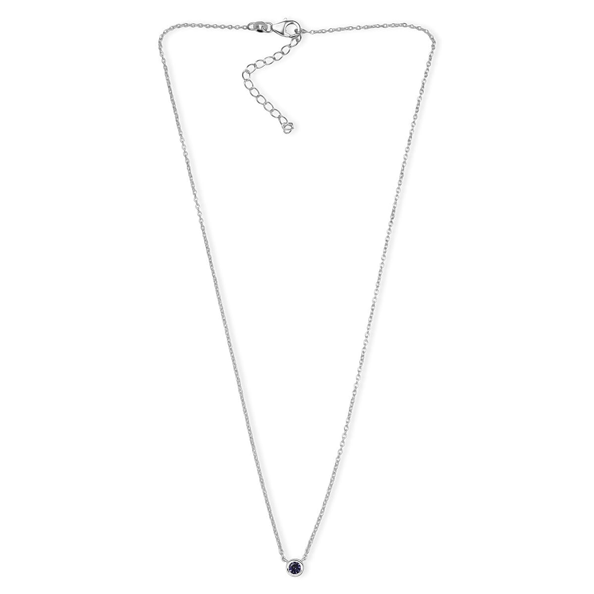 D'Joy Poke Free Tanzanite 0.25 ctw Necklace 18 Inches in Rhodium Over Sterling Silver image number 3