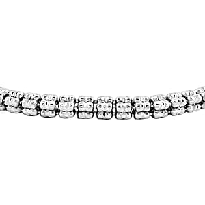 Italian Rhodium Over Sterling Silver Diamond-Cut Ice Round Chain 5 Row Bracelet (7.0-8.0In) 12.7 Grams