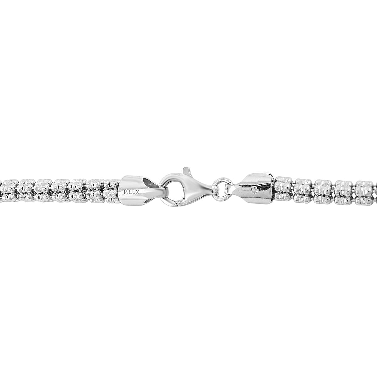 Rhodium Over Sterling Silver Diamond-Cut Ice Round Chain 5 Row Necklace 18 Inches 31.8 Grams image number 2