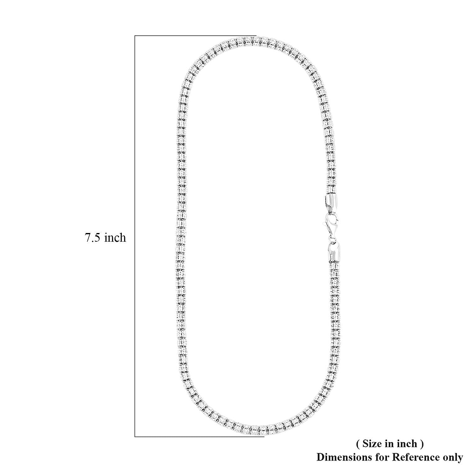 Italian Rhodium Over Sterling Silver Diamond-Cut Ice Round Chain 5 Row Necklace 18 Inches 31.8 Grams