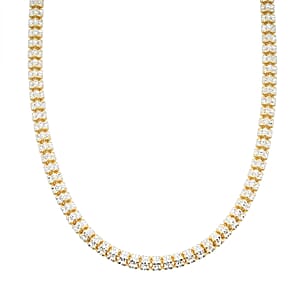  Rhodium and 14K YG Over Sterling Silver Diamond-Cut Ice Round Chain 5 Row Necklace 18 Inches 31.7 Grams