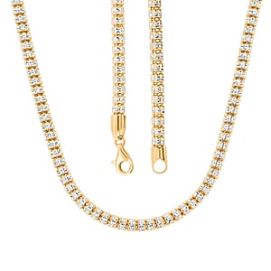 Italian Rhodium and 14K YG Over Sterling Silver Diamond-Cut Vero Lusso 5 Row Necklace 20 Inches 35.24 Grams