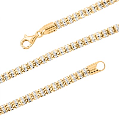 Italian Rhodium and 14K YG Over Sterling Silver Diamond-Cut Vero Lusso 5 Row Necklace 20 Inches 35.24 Grams