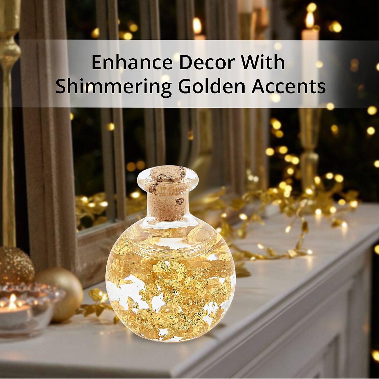 22K Gold Fortuna Flakes in Glass Bottle