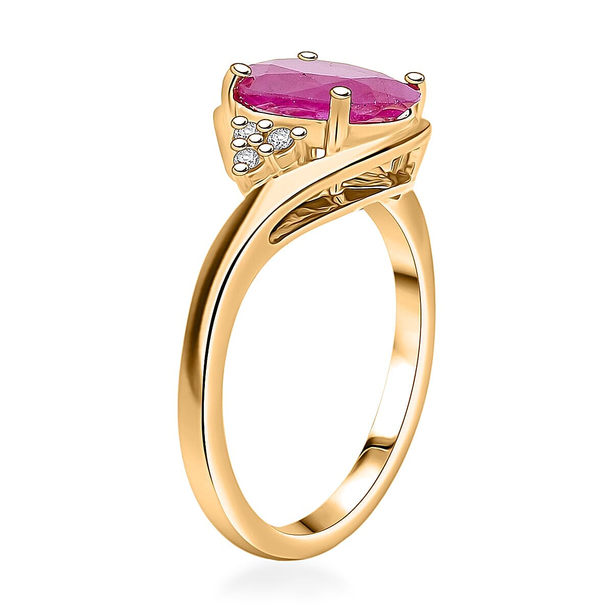 Certified & Appraised Luxoro AAA Montepuez Ruby and I2 Diamond 3.00 ctw Ring in 14K Yellow Gold (Size 10.0) image number 2