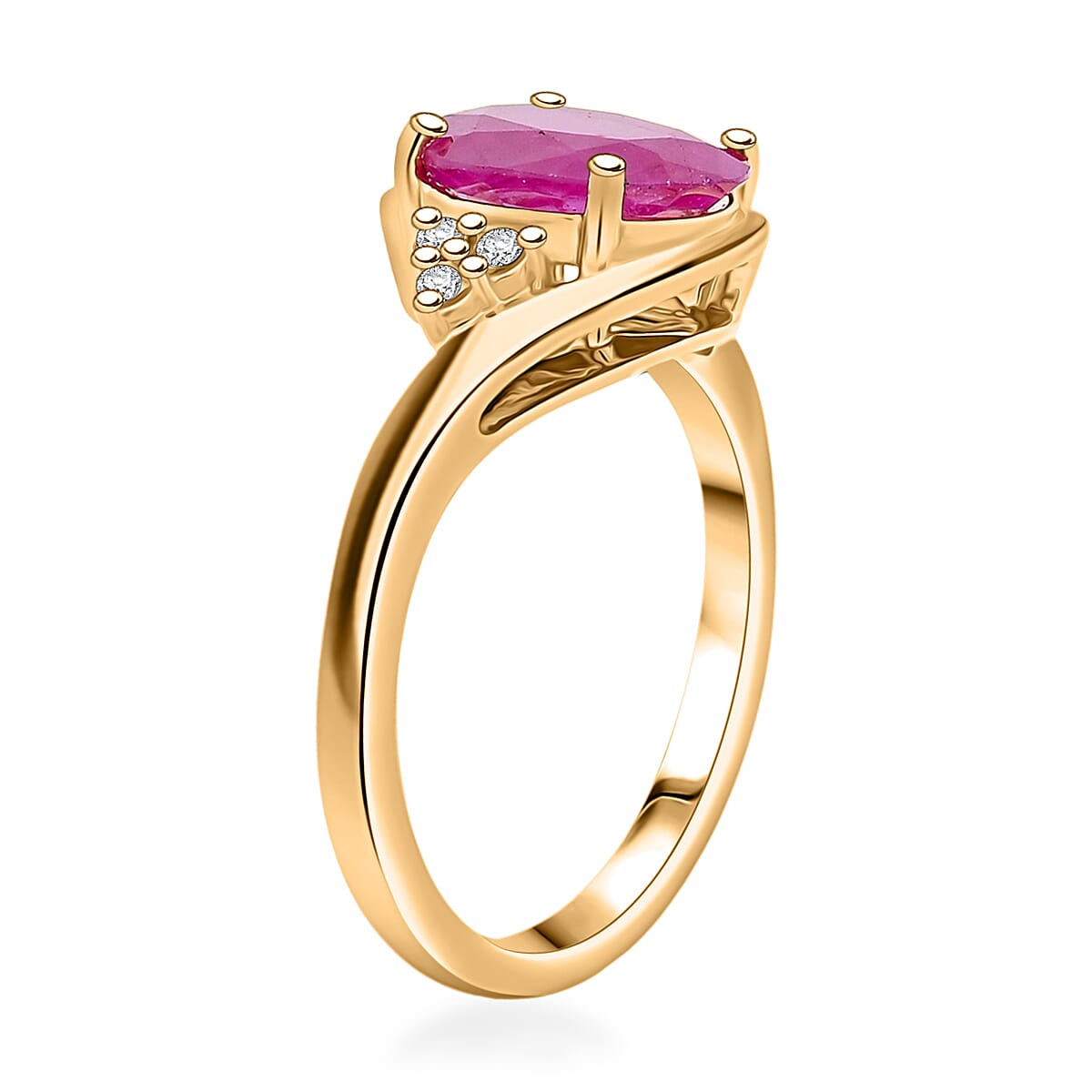 Certified & Appraised Luxoro 14K Yellow Gold AAA Mozambique Ruby, Diamond (I2) Ring (Size 11.5) 3.00 ctw image number 2