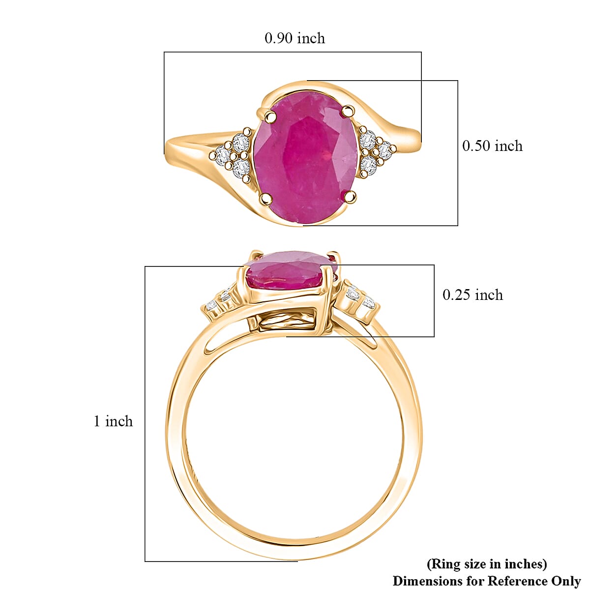 Certified & Appraised Luxoro 14K Yellow Gold AAA Mozambique Ruby, Diamond (I2) Ring (Size 11.5) 3.00 ctw image number 4