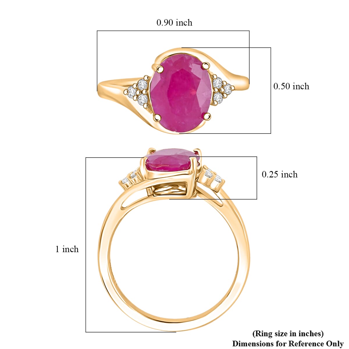 Certified & Appraised Luxoro AAA Montepuez Ruby and I2 Diamond 3.00 ctw Ring in 14K Yellow Gold (Size 8.0) image number 4