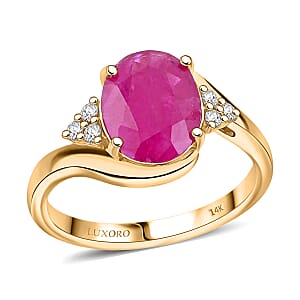 Certified & Appraised Luxoro AAA Montepuez Ruby and I2 Diamond 3.00 ctw Ring in 14K Yellow Gold (Size 9.0)