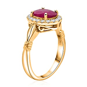 Certified & Appraised Iliana 18K Yellow Gold AAA Mozambique Ruby, Diamond (G-H, SI) (0.36 cts) Ring (Size 7.5) (5.42 g) 2.50 ctw