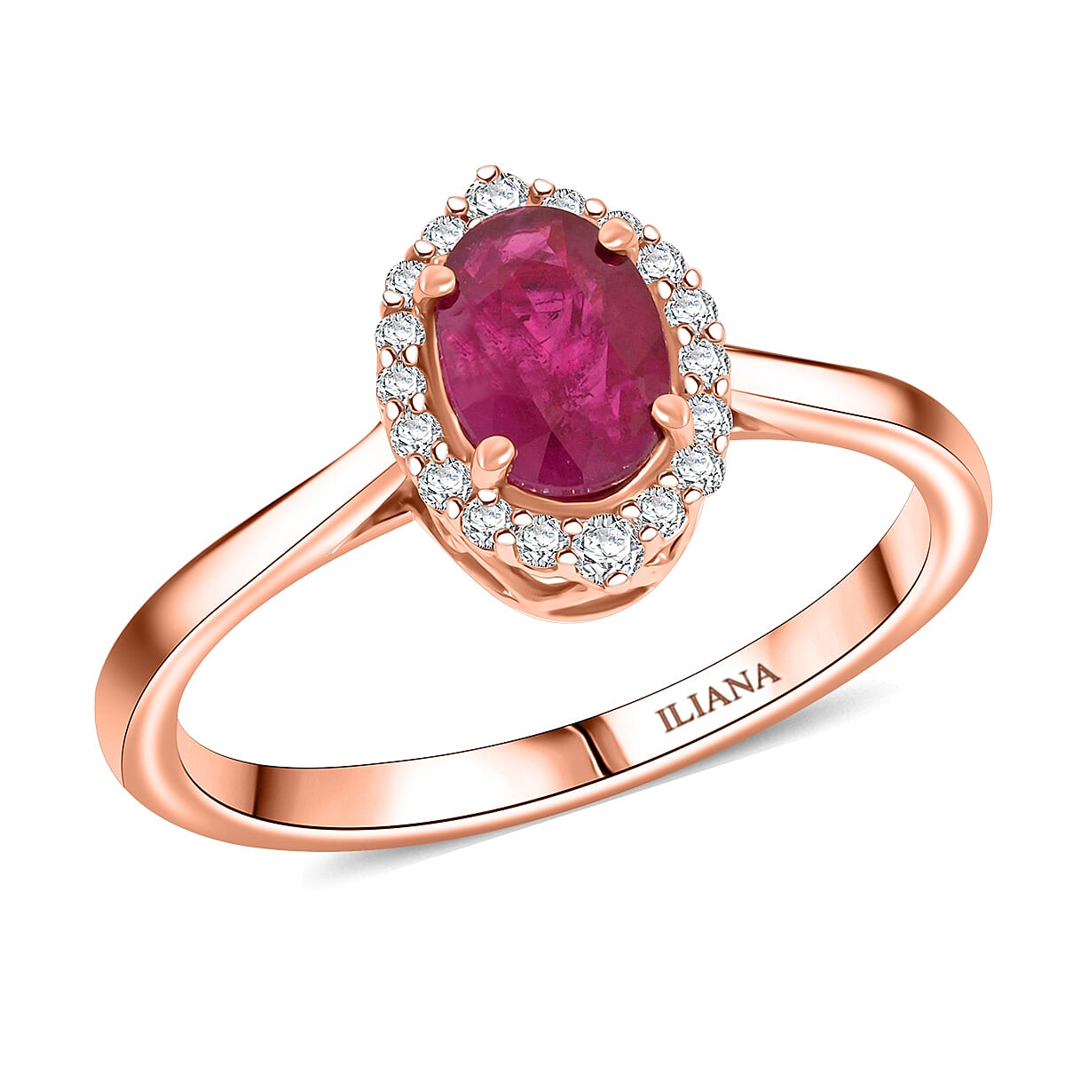 Certified & Appraised Iliana AAA Mozambique Ruby and G-H SI Diamond 1.05 ctw Ring in 18K Rose Gold (Size 10.0)  image number 0
