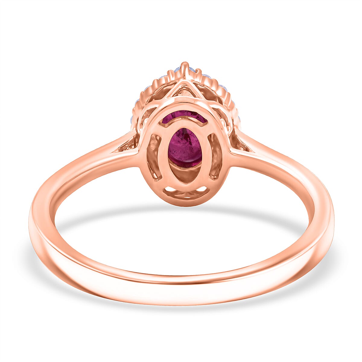 Certified & Appraised Iliana AAA Mozambique Ruby and G-H SI Diamond 1.05 ctw Ring in 18K Rose Gold (Size 10.0)  image number 4