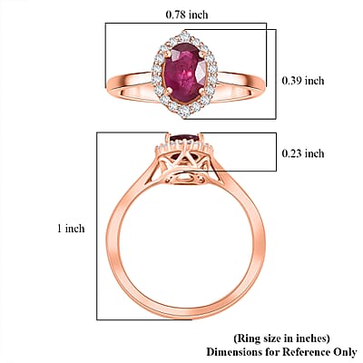 Certified & Appraised Iliana AAA Mozambique Ruby and G-H SI Diamond 1.05 ctw Ring in 18K Rose Gold (Size 6.0)