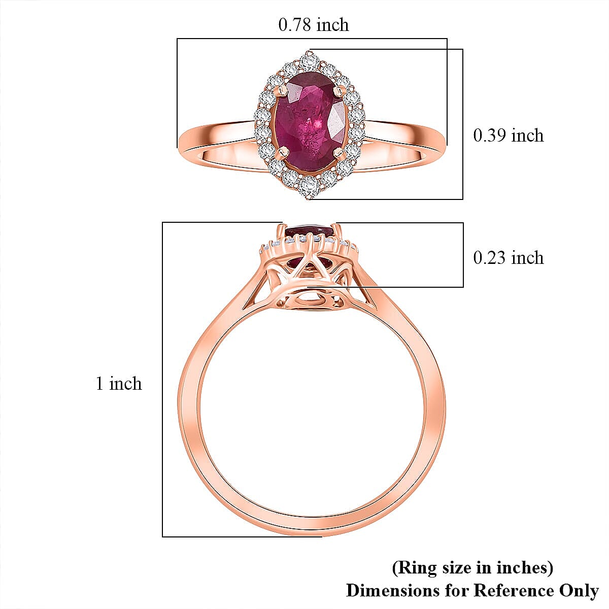 Chris Pick Certified & Appraised Iliana 18K Rose Gold AAA Mozambique Ruby, Diamond (G-H, SI) Ring (Size 6.5) 1.05 ctw image number 5
