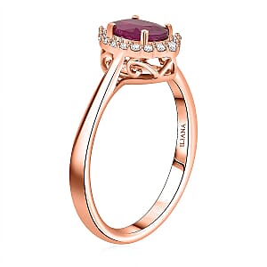Certified & Appraised Iliana AAA Mozambique Ruby and G-H SI Diamond 1.05 ctw Ring in 18K Rose Gold (Size 7.0) 