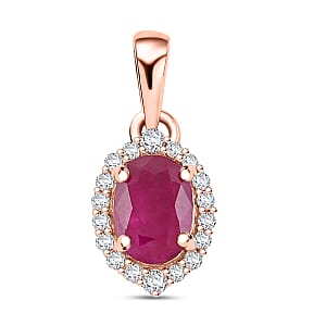 Certified & Appraised Iliana AAA Mozambique Ruby and G-H SI Diamond 1.05 ctw Pendant in 18K Rose Gold