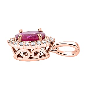 Certified & Appraised Iliana AAA Mozambique Ruby and G-H SI Diamond 1.05 ctw Pendant in 18K Rose Gold