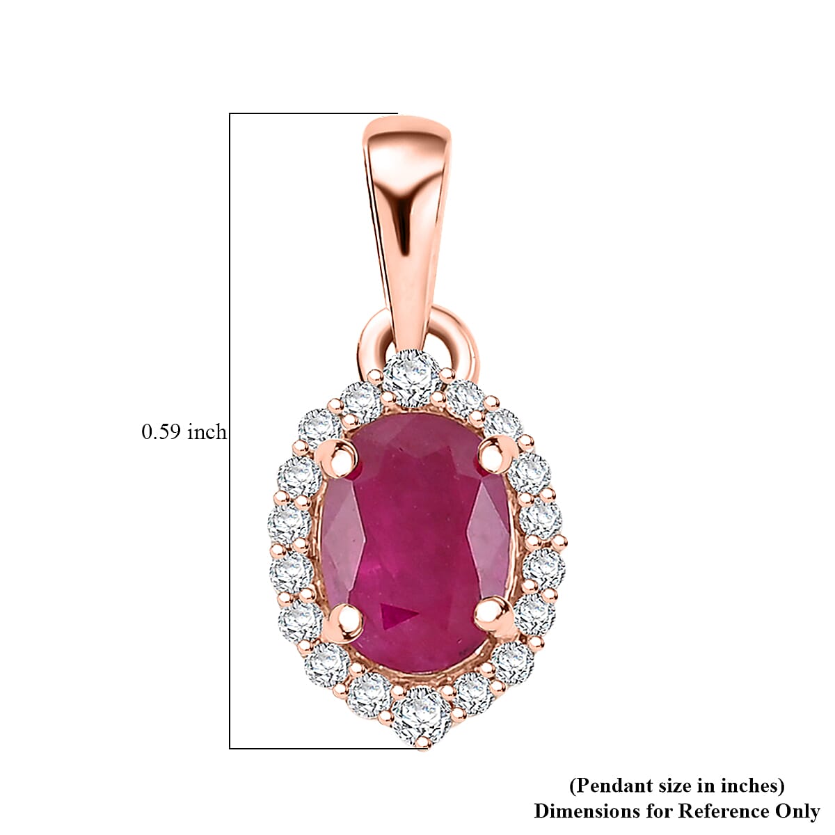 Certified & Appraised Iliana AAA Mozambique Ruby and G-H SI Diamond 1.05 ctw Pendant in 18K Rose Gold image number 3