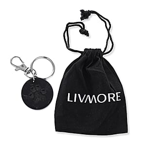 Livmore Black Paw Print Shungite Round Charm for Dogs