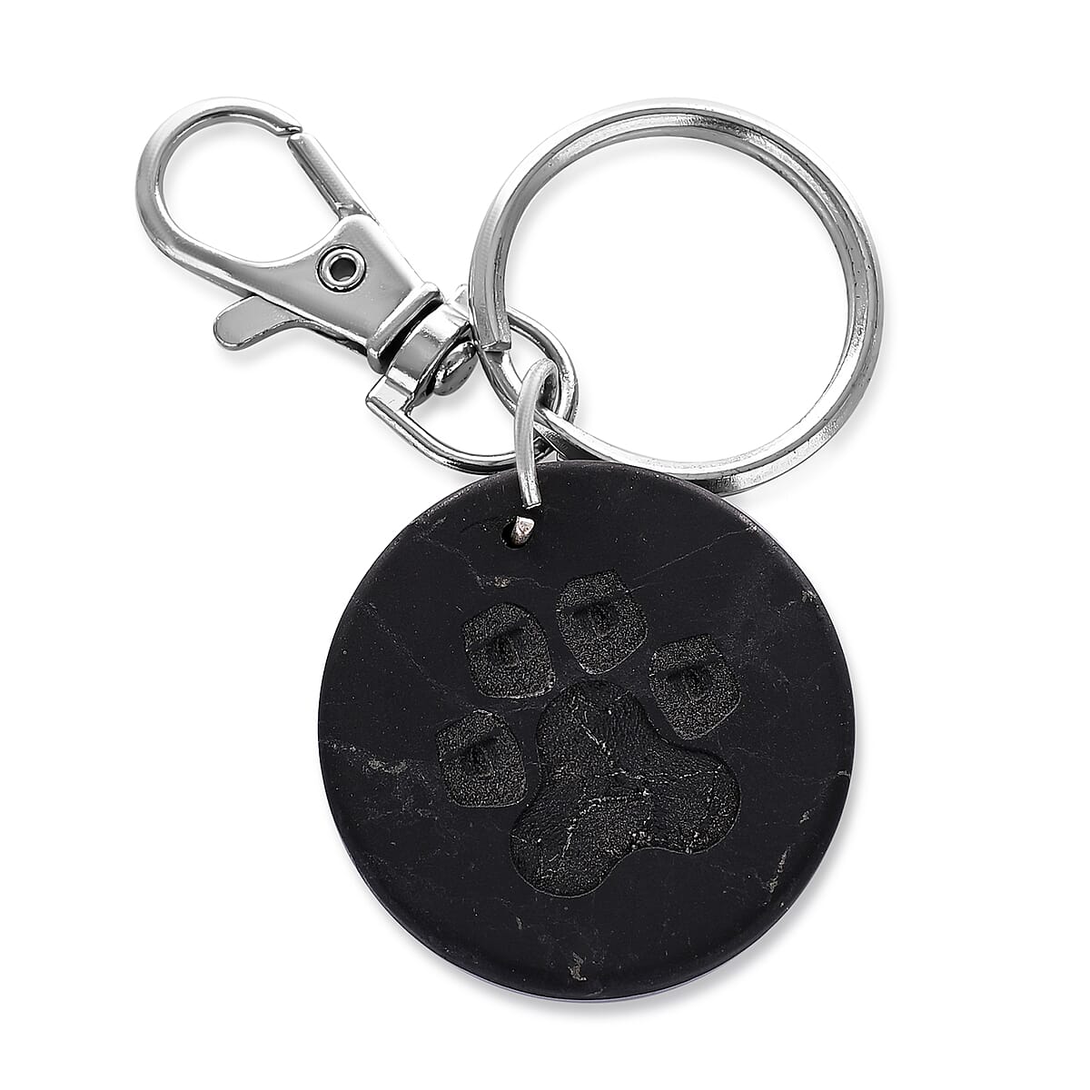 Livmore Black Paw Print Shungite Round Charm for Dogs image number 2