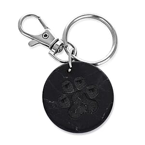 Livmore Black Paw Print Shungite Round Charm for Dogs