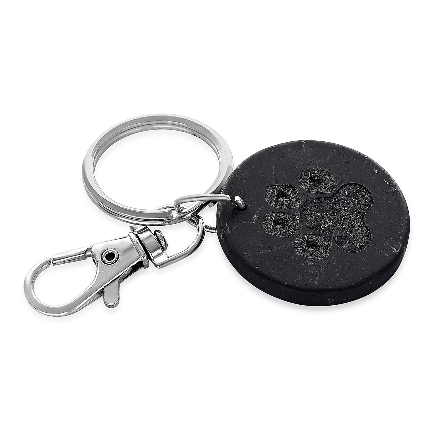 Livmore Black Paw Print Shungite Round Charm for Dogs