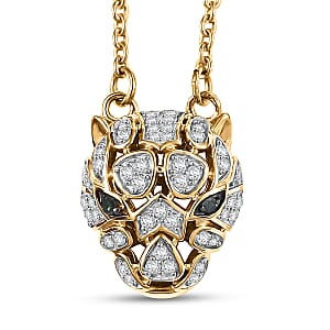 GP Green and White Diamond 0.25 ctw Necklace 18 Inches in 18K Vermeil Yellow Gold Over Sterling Silver