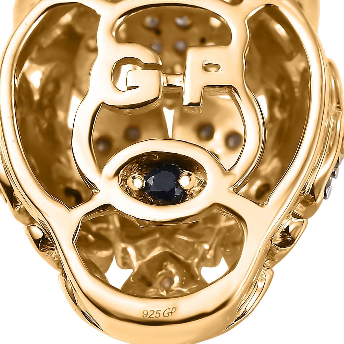 GP Trionfo Collection Green and White Diamond 0.25 ctw Tiger Necklace 18 Inches in 18K Vermeil Yellow Gold Over Sterling Silver image number 7
