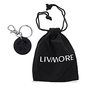 Livmore Black Bone & Paw Print Shungite Round Charm for Dogs