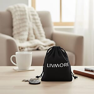 Livmore Black Bone & Paw Print Shungite Round Charm for Dogs