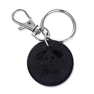 Livmore Black Bone & Paw Print Shungite Round Charm for Dogs