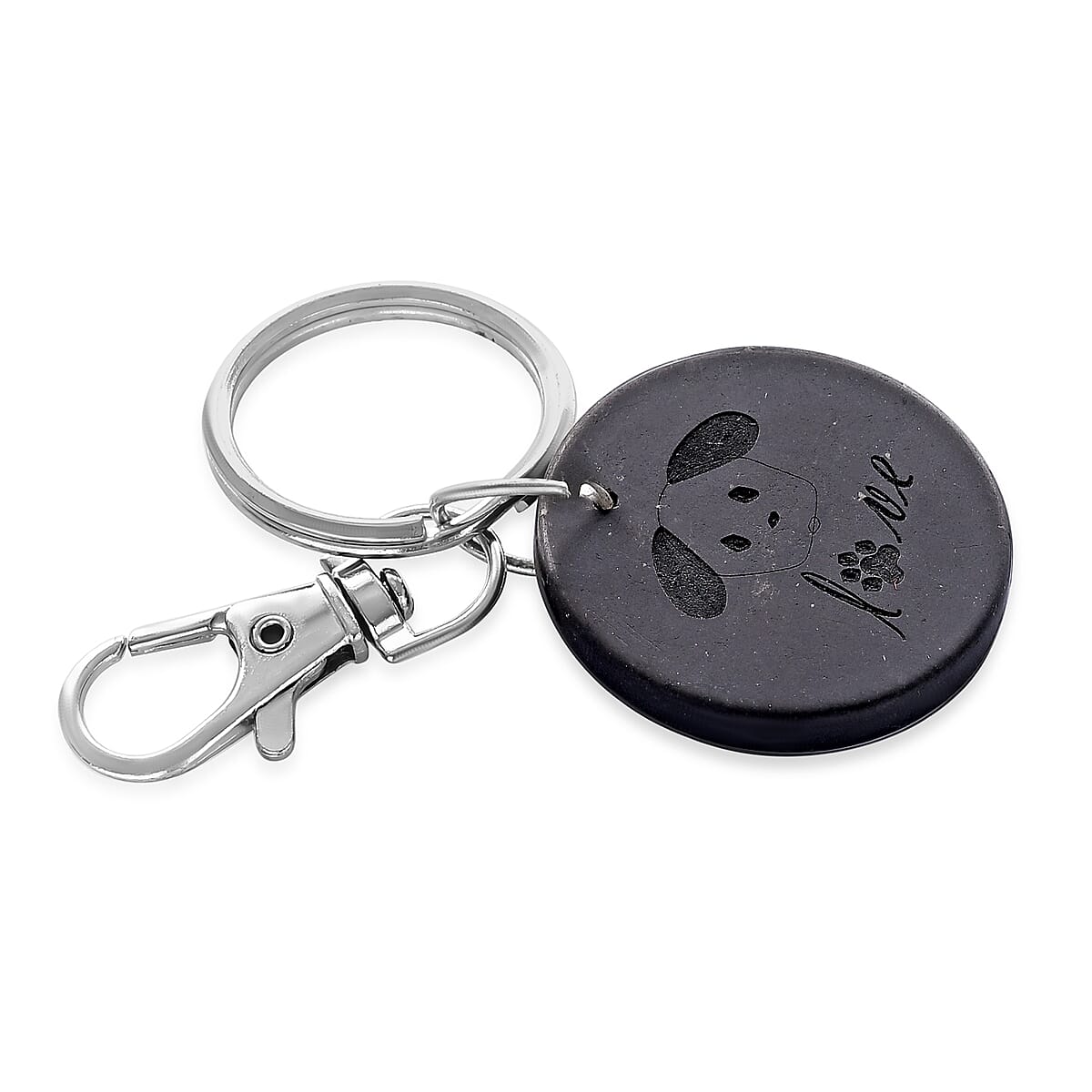 Livmore Black Bone & Paw Print Shungite Round Charm for Dogs image number 3