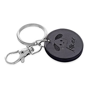 Livmore Black Bone & Paw Print Shungite Round Charm for Dogs