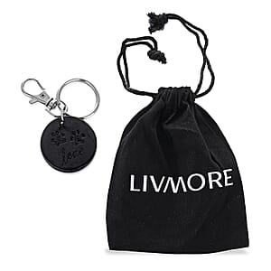 Livmore Black Paw Print Shungite Round Charm for Cat