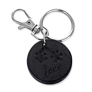 Livmore Black Paw Print Shungite Round Charm for Cat