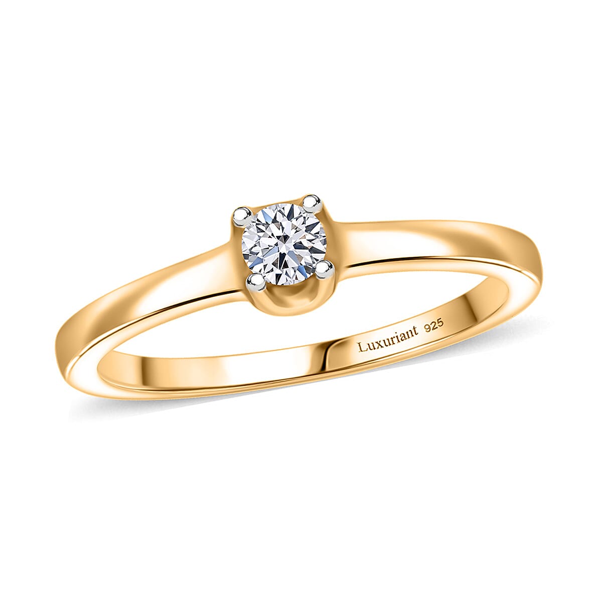 Luxuriant Lab Grown Diamond 0.20 ctw Ring in 18K Vermeil Yellow Gold Over Sterling Silver (Size 6.0)  image number 0