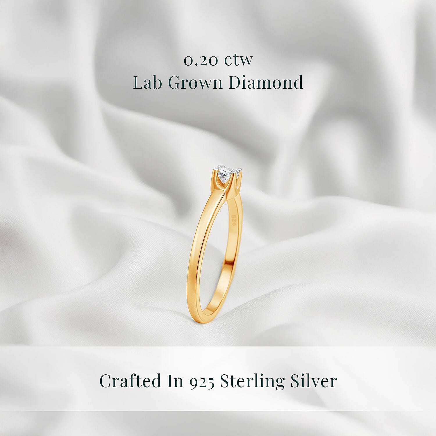 Doorbuster Luxuriant Lab Grown Diamond 0.20 ctw Ring in 18K Vermeil Yellow Gold Over Sterling Silver (Size 6.0)