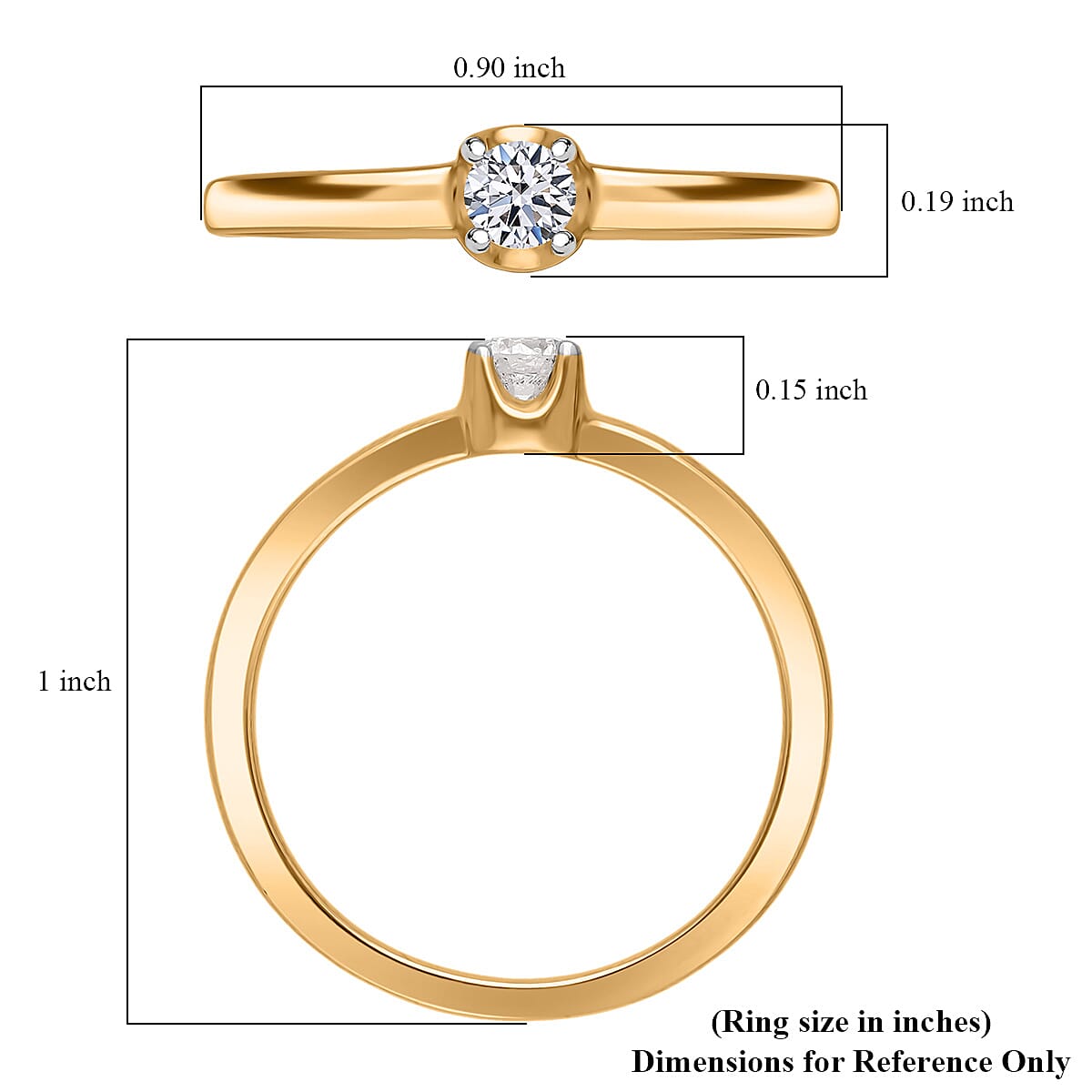 Luxuriant Lab Grown Diamond 0.20 ctw Ring in 18K Vermeil Yellow Gold Over Sterling Silver (Size 6.0)  image number 4